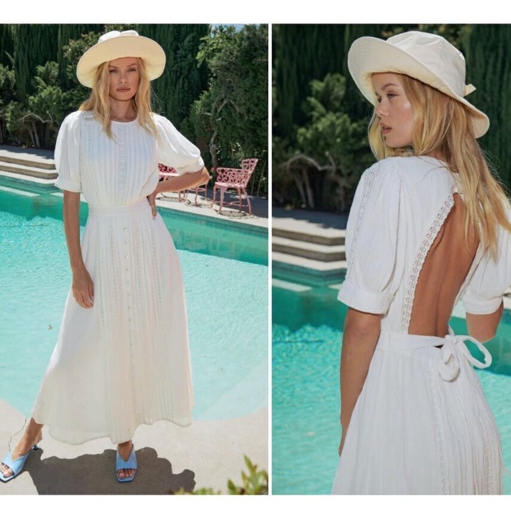 ✨ SPELL JOLENE LACE MIDI DRESS - ANTIQUE WHITE 🤍